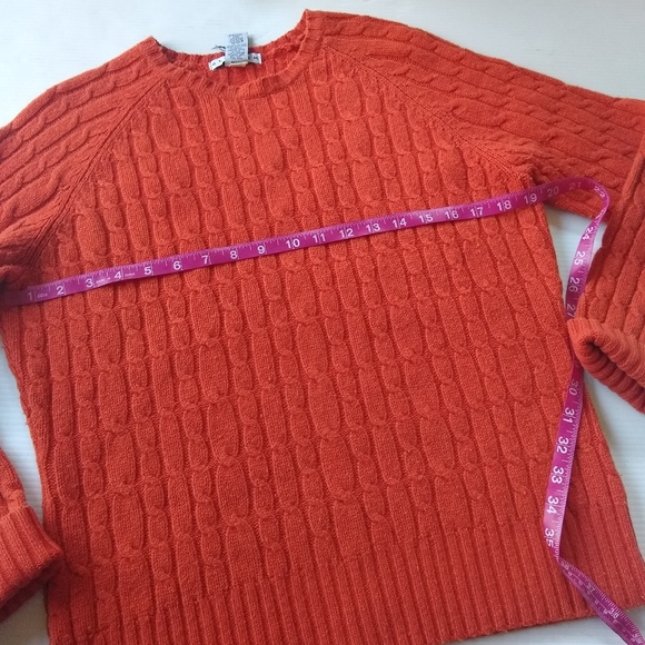 GAP super soft lambswool pumpkin orange cable knit sweater size large - Picture 6 of 7